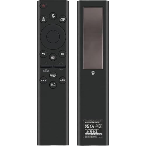 Rechargeable TV Remote for Samsung Smart TVs, Replacement for All 2019-2026 Samsung TV Remote Control with Voice Control. USB-C Fast Charging. Solar Charging. 2-Year Warranty.
