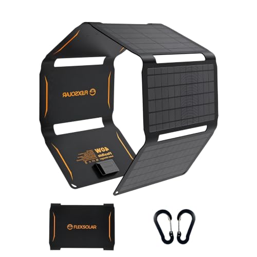 FlexSolar 40W Foldable Solar Panel Charger with USB-C and USB-A Outputs for Phones, Power Banks, Tablets - Waterproof for Camping, Hiking, Backpacking