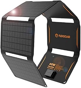 FlexSolar 40W Foldable Solar Panel Charger with USB-C and USB-A Outputs for Phones, Power 