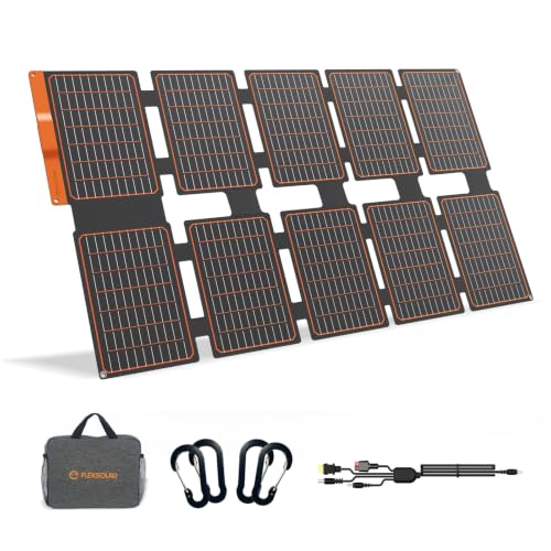 FlexSolar 100W Portable Solar Panels Chargers with PD3.0 USB-C,QC3.0 USB-A and DC Outputs Foldable IP67 Waterproof Power Emergency Camping for Small Power Station Generator,Phones, Power Banks